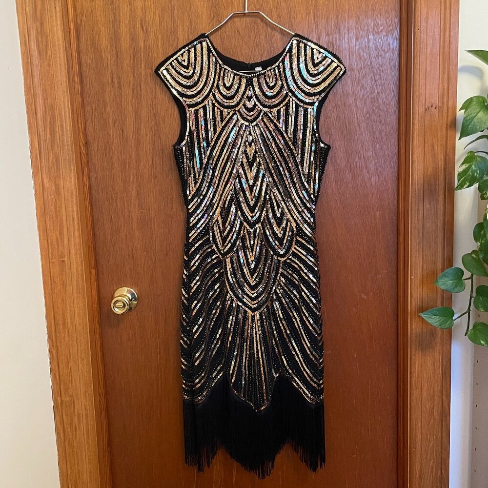 1920's Sequined Vintage-Inspired Flapper Dress S